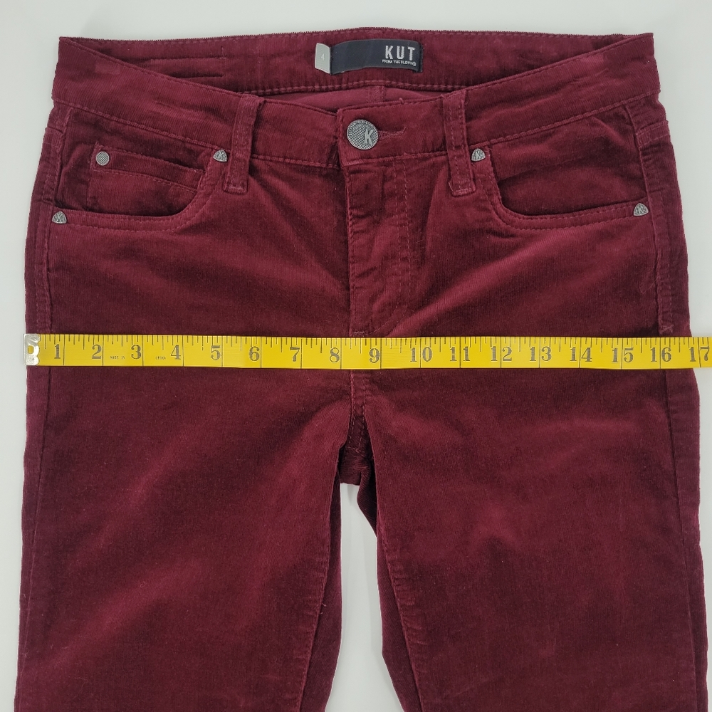 KUT FROM THE KLOTH Pants Diana Skinny Red Ruby Corduroy Cords Classic Size 4 - Picture 15 of 17